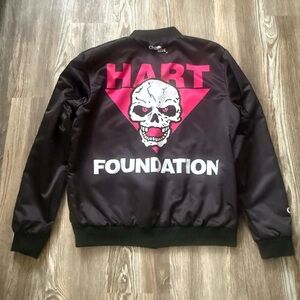 Wwf wwe Bret Hitman Hart chalkline Black and Pink Skull Graphic Jacket